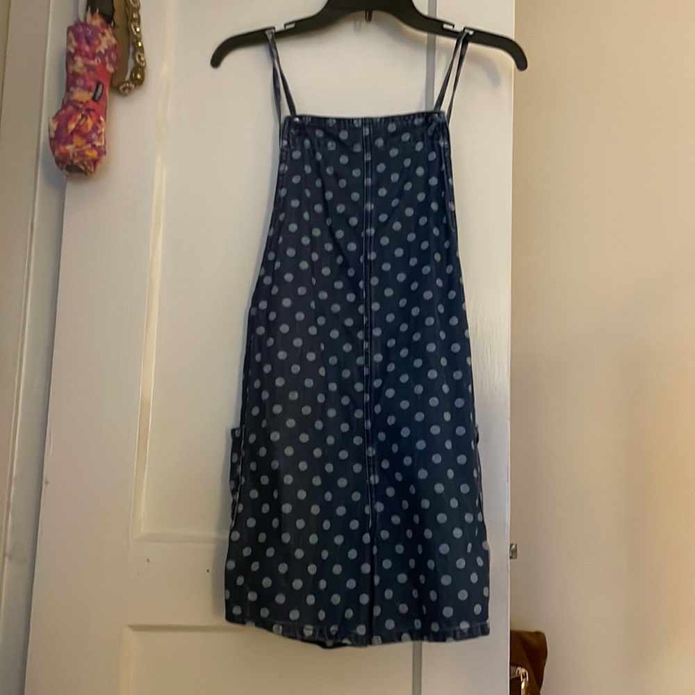Polka dot jean romper